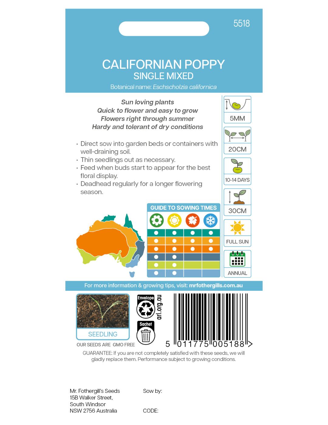 Californian Poppy Single Mixed Seeds