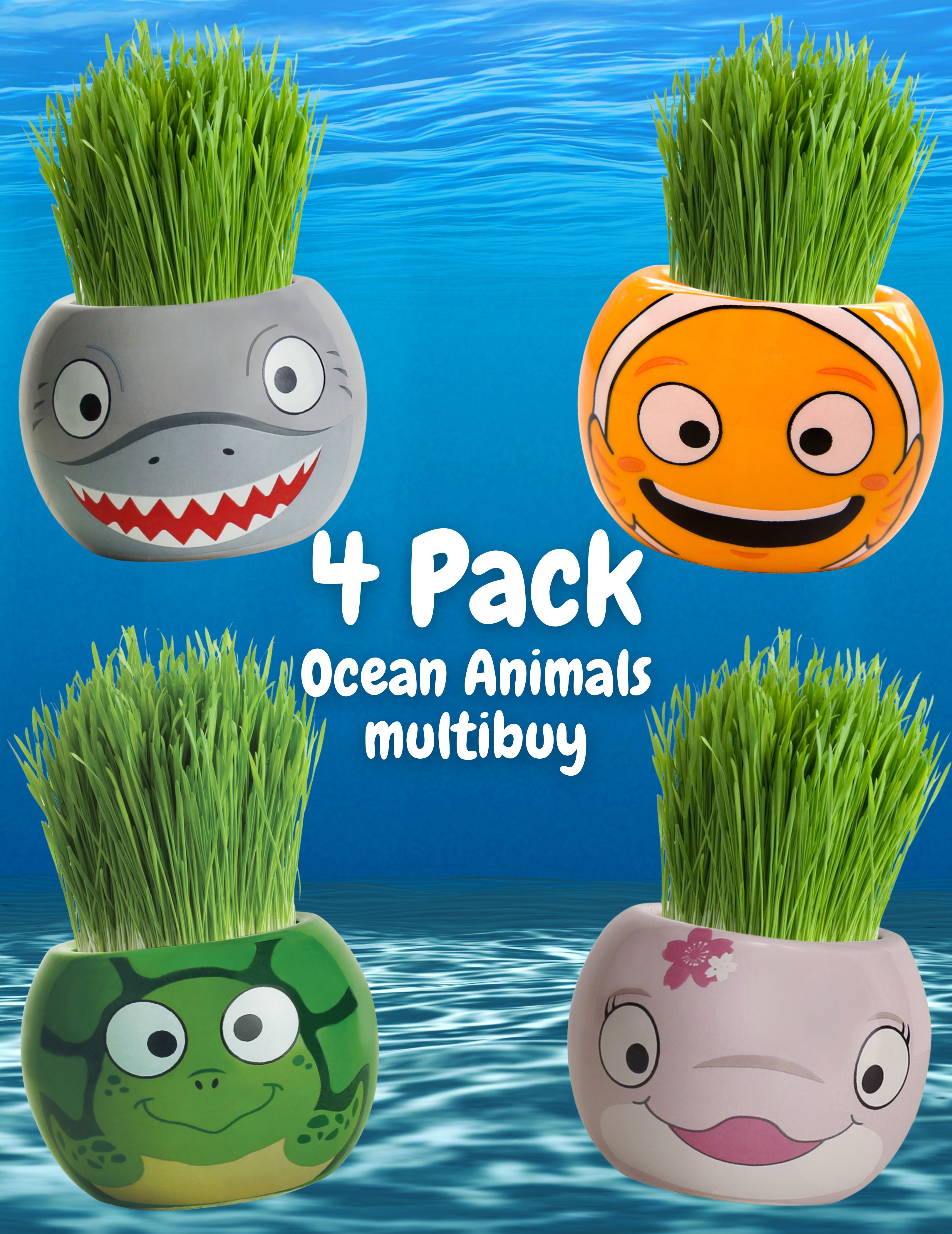 Grass Hair Kit - Ocean Animals 4 Pack