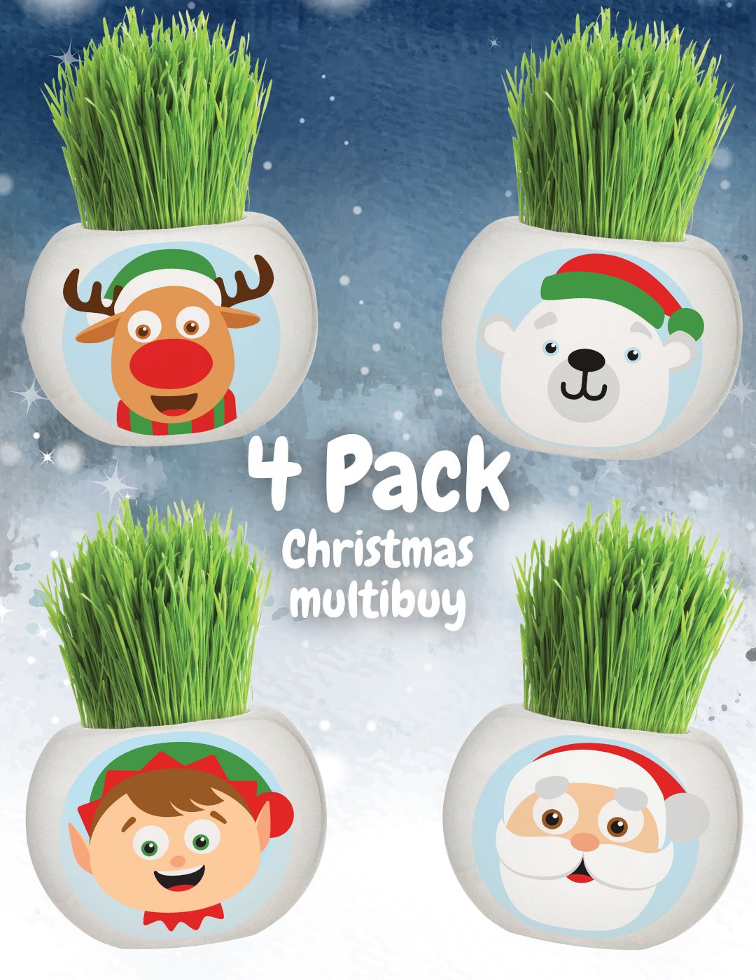 Grass Hair Kit - Christmas 4 Pack