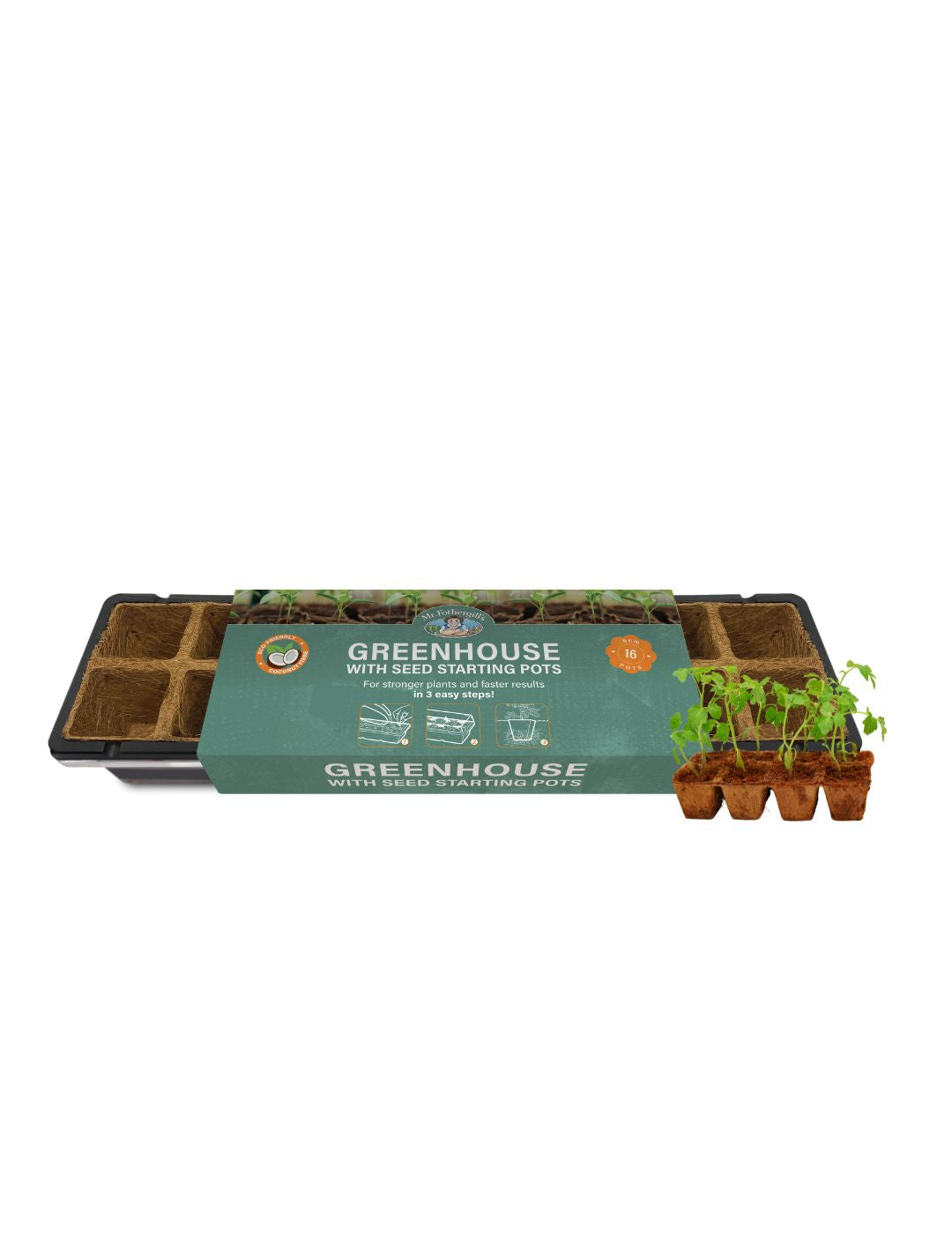 Mr Fothergill's 6cm Coco Fibre Pot Greenhouse Kit (16 Pots)