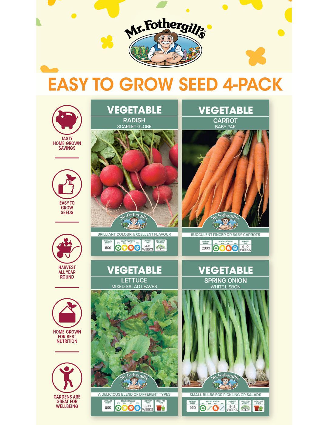 Mr Fothergill's 4 Seed Pack Multipack - Vegetable