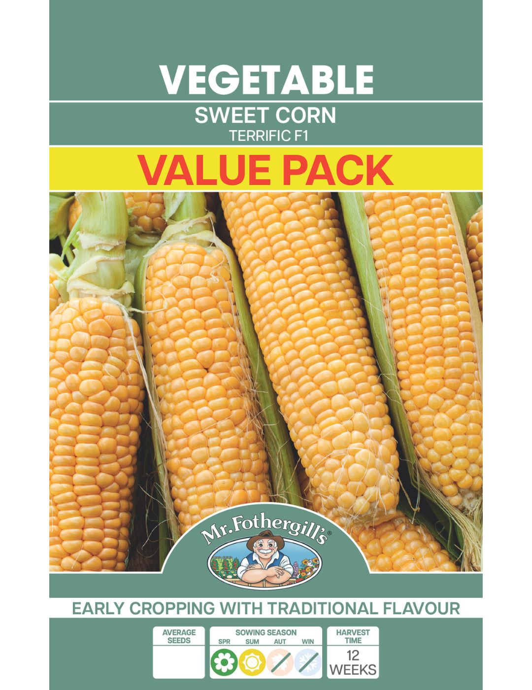 Sweet Corn Terrific F1 Seeds (Value Pack)