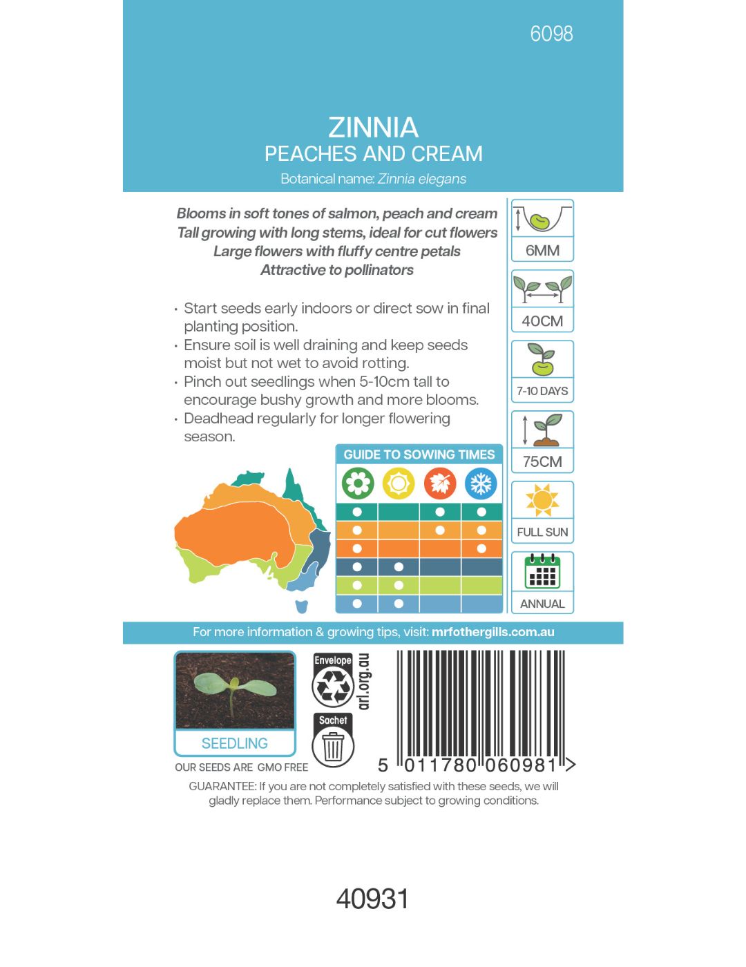 Zinnia Peaches & Cream Mixed - LIMITED EDITION