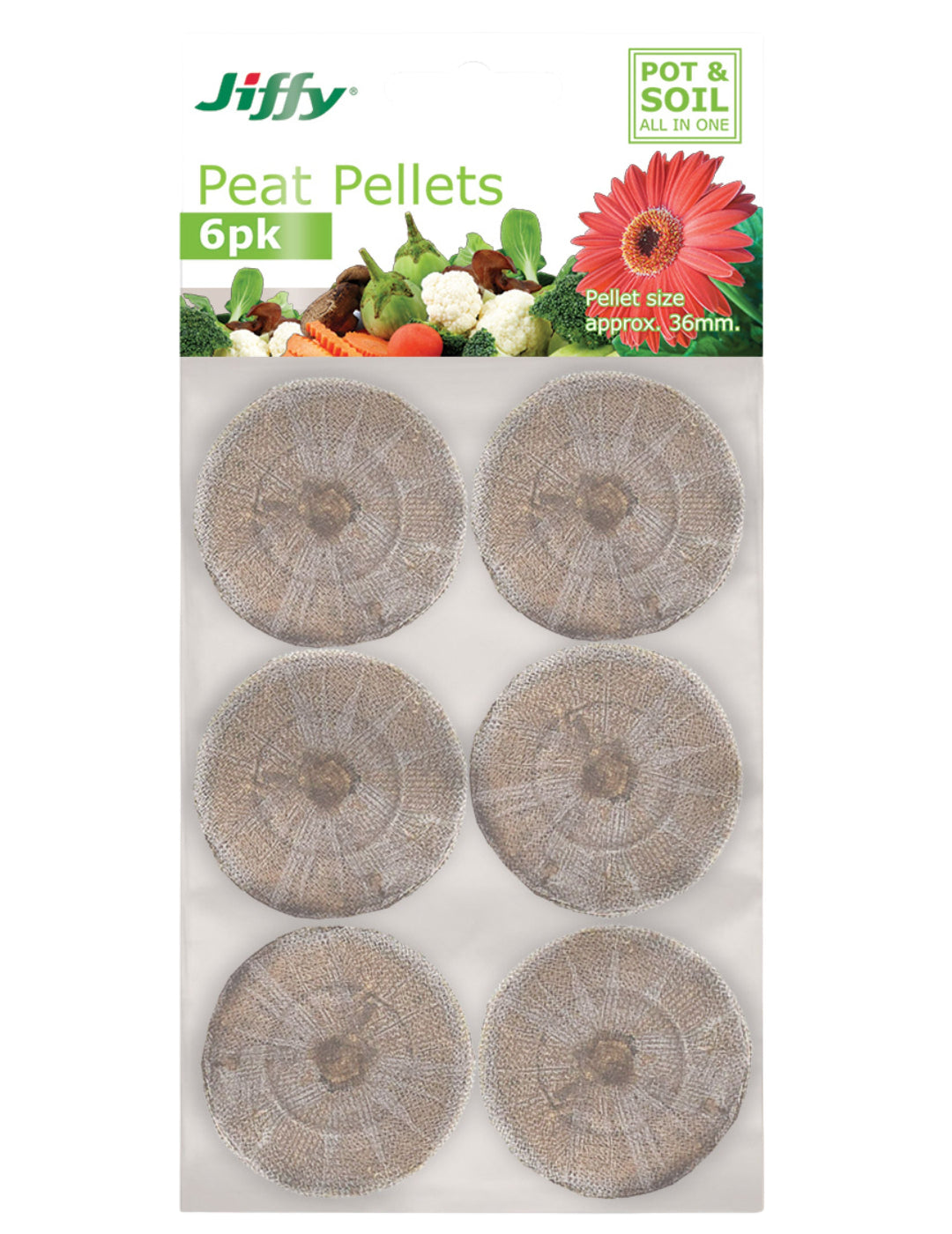 Jiffy 36mm Peat Pellets (6-Pack)