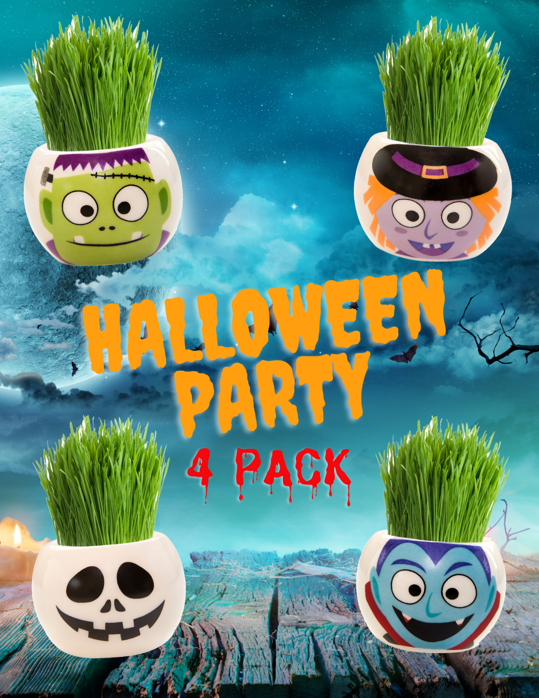 Grass Hair Kit - Halloween Party 4 Pack