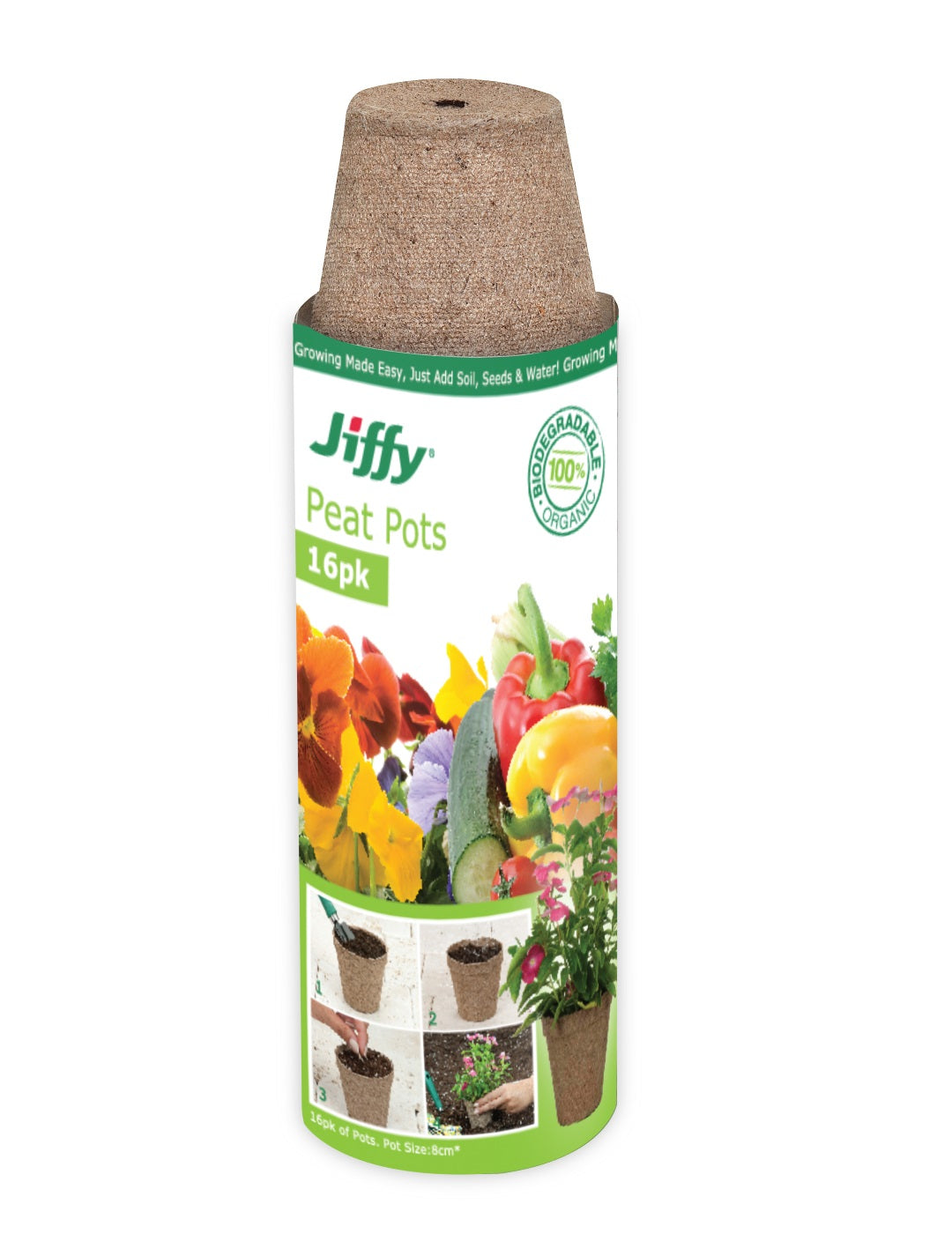 Jiffy 8cm Round Peat Pots (16 pots)