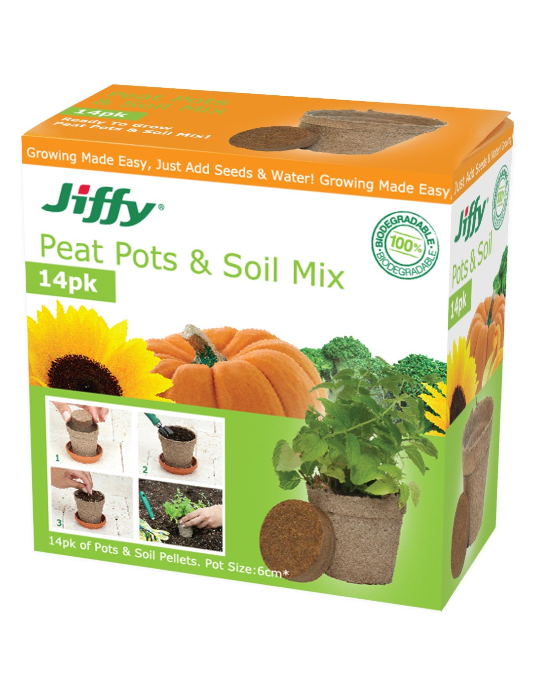 Jiffy Easy Starter Set (14 Jiffy Pots and Compressed Pellets)